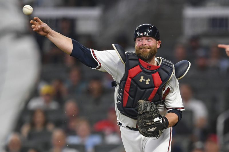 Brian McCann of the Atlanta Braves poses during Photo Day on Friday